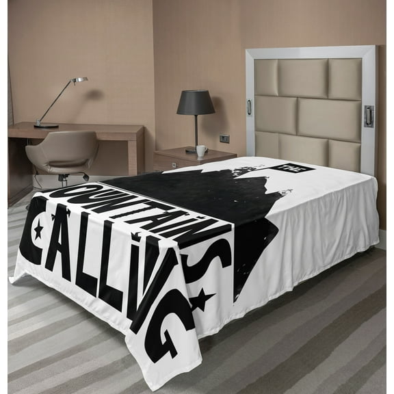 Ambesonne Saying Flat Sheet, Scandinavian Style Elements, TwinXL Size, Black and White