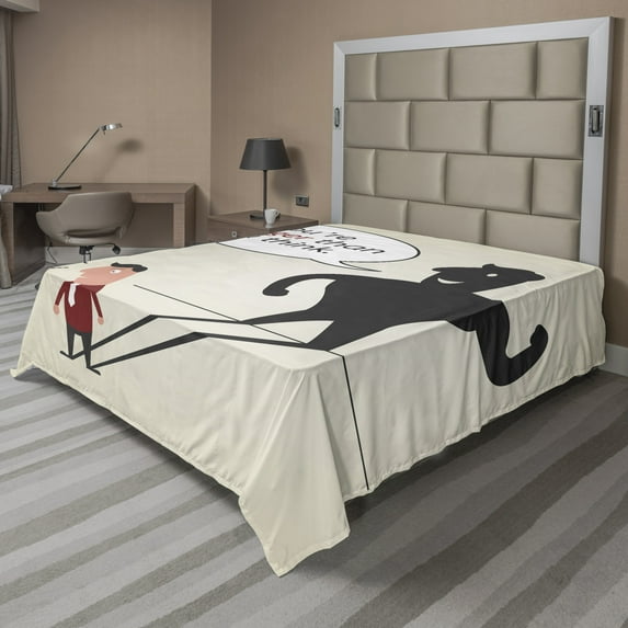 Ambesonne Saying Flat Sheet, Shadow of a Man Comic Style, Queen Size, Multicolor