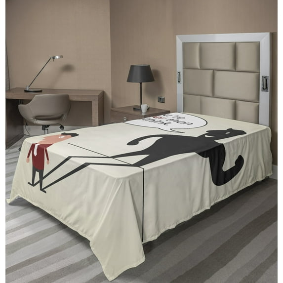 Ambesonne Saying Flat Sheet, Shadow of a Man Comic Style, TwinXL Size, Multicolor