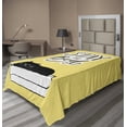 thumbnail image 1 of Ambesonne Saying Flat Sheet, Sleepy Black Cat in a Box, Twin Size, Mustard Black White, 1 of 1
