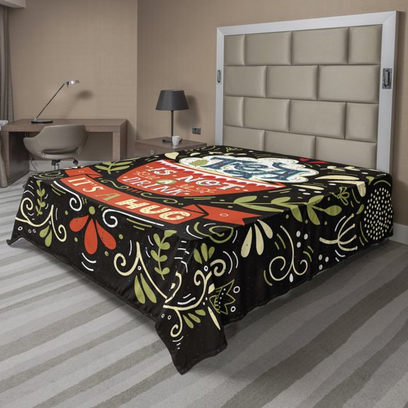 Ambesonne Saying Flat Sheet, Tea is not a Drink Its a Hug, Full Size, Charcoal Grey White