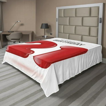 Ambesonne Saying Flat Sheet, Teen Birthday Party, California King, Charcoal Grey White