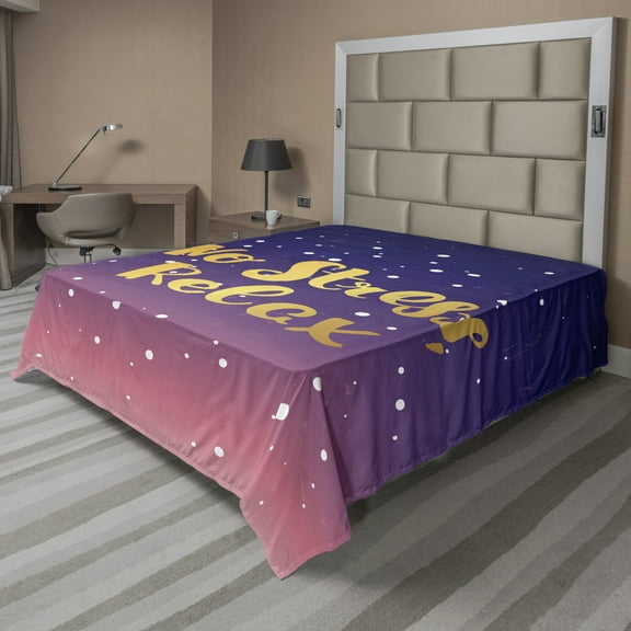 Ambesonne Saying Flat Sheet, Typographic No Stress Relax, Queen Size, Multicolor