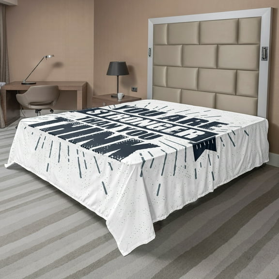 Ambesonne Saying Flat Sheet, Urban Philosophical Message, California King, Dark Blue Grey White