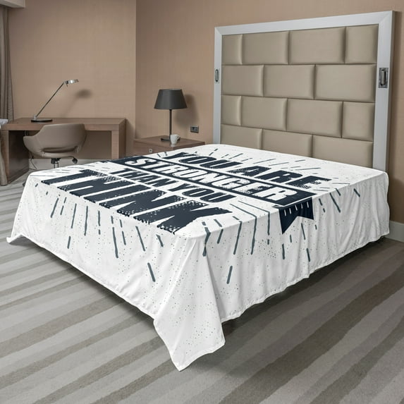 Ambesonne Saying Flat Sheet, Urban Philosophical Message, California King, Dark Blue Grey White