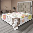 thumbnail image 1 of Ambesonne Saying Flat Sheet, Vintage Kawaii Food Pattern, Queen Size, Multicolor, 1 of 1