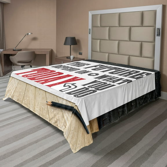 Ambesonne Saying Flat Sheet, Wise Words Grungy Style, Queen Size, Charcoal Grey Sand Brown