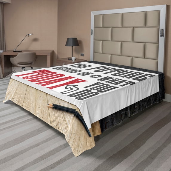 Ambesonne Saying Flat Sheet, Wise Words Grungy Style, Queen Size, Charcoal Grey Sand Brown