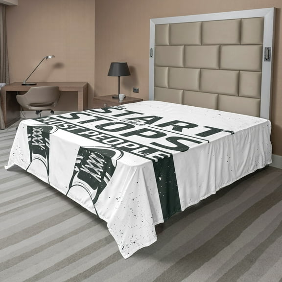 Ambesonne Saying Flat Sheet, Writing, Queen Size, Coconut Black