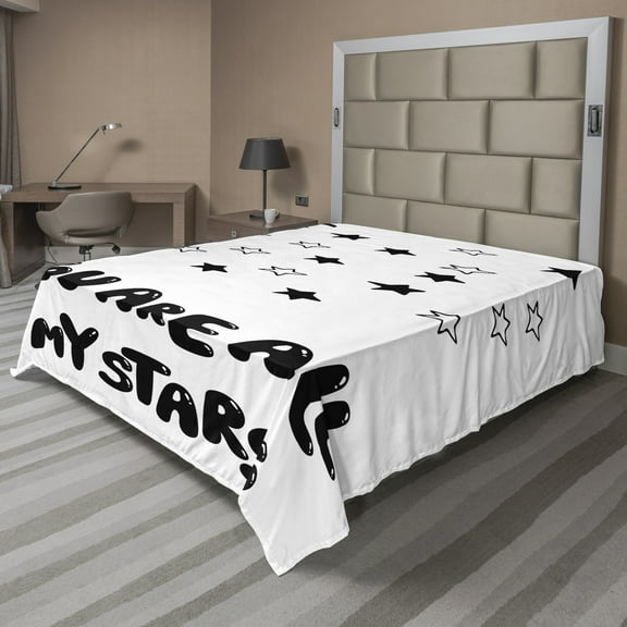 Ambesonne Saying Flat Sheet, You are All My Stars Message, California King, Black White