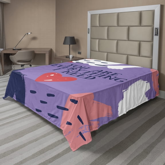 Ambesonne Saying Flat Sheet, You are Everything I Need, Full Size, Mauve and Multicolor