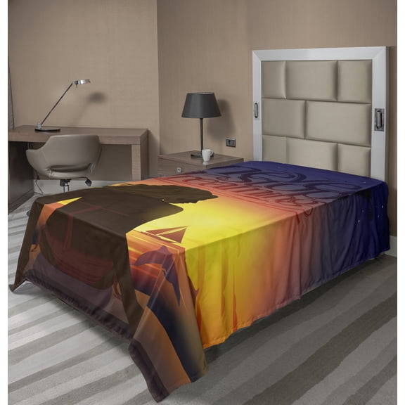 Ambesonne Saying Flat Sheet, Young Woman at Beach, Twin Size, Multicolor