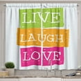thumbnail image 1 of Ambesonne Saying Kitchen Curtains, Live Laugh Love Vibrant, 55"x45", Lime Green Orange Pink, 1 of 3