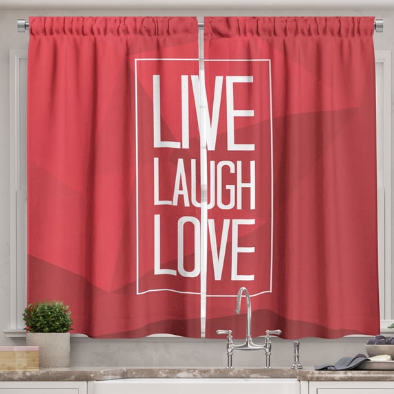 Ambesonne Saying Kitchen Curtains, Motivation Boost, 55"x45", Pale Grey Vermilion
