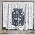 thumbnail image 1 of Ambesonne Saying Kitchen Curtains, Vintage Doodle Curl Star, 55"x45", Dark Blue Grey White, 1 of 1