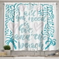 thumbnail image 1 of Ambesonne Saying Kitchen Curtains, Wavy Lines Nautical Love, 55"x45", Pale Pink Pale Blue, 1 of 3