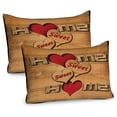 thumbnail image 1 of Ambesonne Saying Pillow Sham 2 Pack, Hearts Words, 36"x20", Pale Brown Red Black, 1 of 3