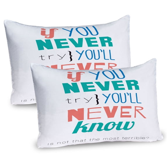Ambesonne Saying Pillow Sham 2 Pack, Inspiration Philosophy, 36"x20", Coral Blue Jade Green