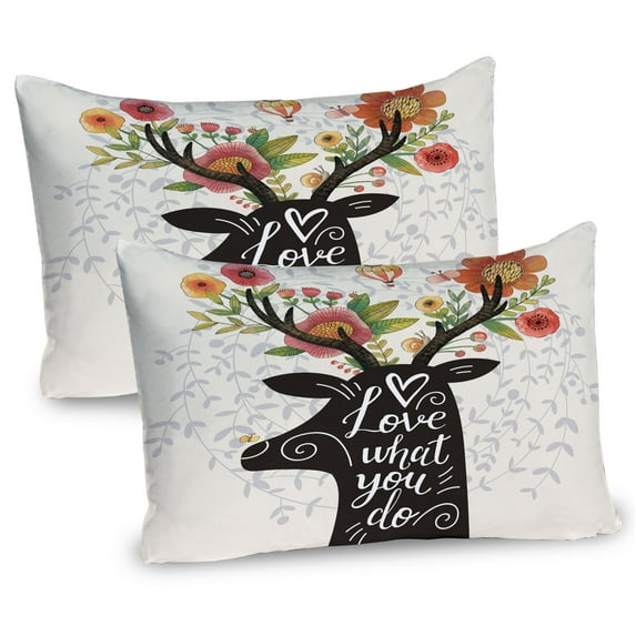 Ambesonne Saying Pillow Sham 2 Pack, Love What You Do Lettering, 30"x20", Multicolor Pink