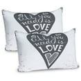 thumbnail image 1 of Ambesonne Saying Pillow Sham 2 Pack, Retro Love Heart Image, 26"x20", Grey and White, 1 of 3