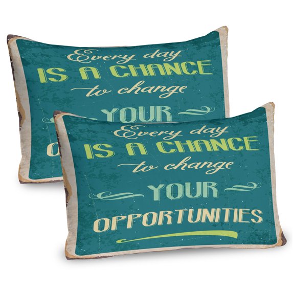 Ambesonne Saying Pillow Sham 2 Pack, Retro Poster, 26"x20", Jade Green Tan