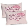 thumbnail image 1 of Ambesonne Saying Pillow Sham 2 Pack, Sleeping Pink Cat and Text, 30"x20", Peach Violet, 1 of 3