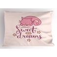 thumbnail image 1 of Ambesonne Saying Pillow Sham, Cartoon Cat Stars, 26" X 20", Dried Rose Pale Pink, 1 of 2