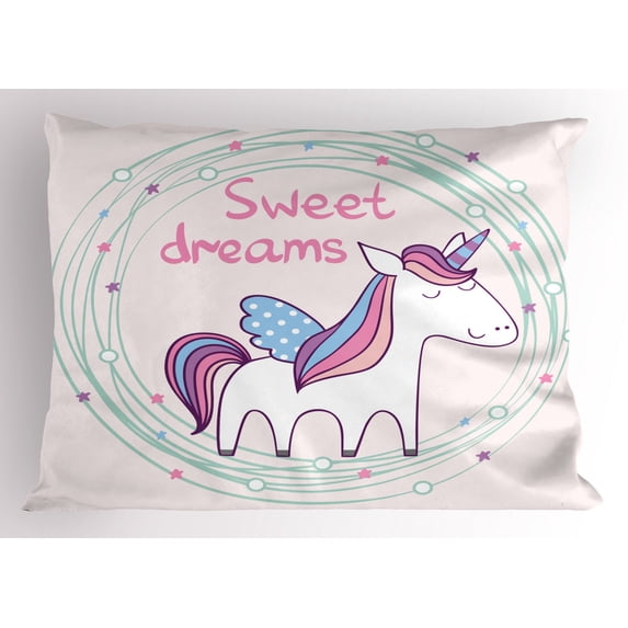 Ambesonne Saying Pillow Sham, Magic Unicorn, 26" X 20", Multicolor