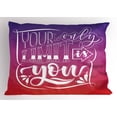 thumbnail image 1 of Ambesonne Saying Pillow Sham, Ombre Effect Background, 26" X 20", Vermilion Violet White, 1 of 2