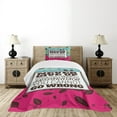 thumbnail image 1 of Ambesonne Saying Quilted Bedspread Set 2 Pcs, Frame Retro, Twin Size, Magenta Aqua Brown, 1 of 6