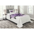 thumbnail image 1 of Ambesonne Saying Quilted Bedspread Set 2 Pcs, Music is a Poetry Slogan, Twin Size, Lavender Coral and Black, 1 of 3
