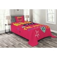 thumbnail image 1 of Ambesonne Saying Quilted Bedspread Set 2 Pcs, Typography, Twin Size, Dark Coral Multicolor, 1 of 3