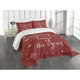 thumbnail image 1 of Ambesonne Saying Quilted Bedspread Set 3 Pcs, Christmas and Snowflakes, Queen Size, Red and White, 1 of 5