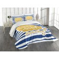thumbnail image 1 of Ambesonne Saying Quilted Bedspread Set 3 Pcs, Maritime Vintage Navy, King Size, Yellow Blue, 1 of 5