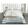 thumbnail image 1 of Ambesonne Saying Quilted Bedspread Set 3 Pcs, Sailing Theme Boat Waves, King Size, Cinnamon Pale Blue, 1 of 5