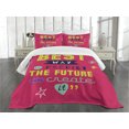 thumbnail image 1 of Ambesonne Saying Quilted Bedspread Set 3 Pcs, Typography, Queen Size, Dark Coral Multicolor, 1 of 5