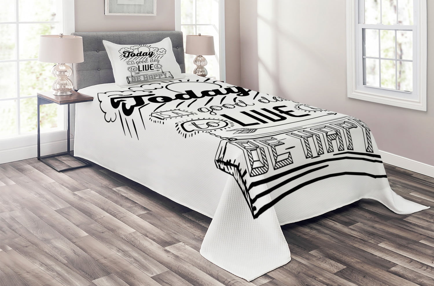 Twin White Quilted Bedspread Set with Pillow Sham