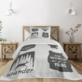 thumbnail image 1 of Ambesonne Saying Quilted Coverlet 2 Pcs, Stay Wild and Wander, Twin Size, Grey, 1 of 5