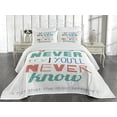 thumbnail image 1 of Ambesonne Saying Quilted Coverlet 3 Pcs, Inspiration Philosophy, Queen Size, Coral Blue Jade Green, 1 of 4