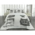 thumbnail image 1 of Ambesonne Saying Quilted Coverlet 3 Pcs, Stay Wild and Wander, Queen Size, Grey, 1 of 4