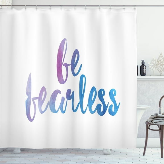 Ambesonne Saying Shower Curtain, Be Fearless Watercolors, 69"Wx70"L, Lilac White and Blue
