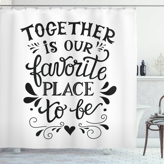 Ambesonne Saying Shower Curtain, Family Love Saying Art, 69"Wx70"L, Charcoal Grey White