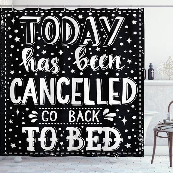 Ambesonne Saying Shower Curtain, Go Back to Bed Funny Phrase, 69"Wx84"L, Charcoal Grey and White
