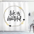 thumbnail image 1 of Ambesonne Saying Shower Curtain, Hearts Line Words, 69"Wx84"L, Yellow Grey, 1 of 3