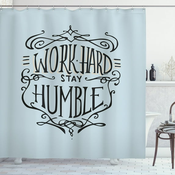 Ambesonne Saying Shower Curtain, Lifestyle, 69"Wx70"L, Blue Grey Charcoal Grey