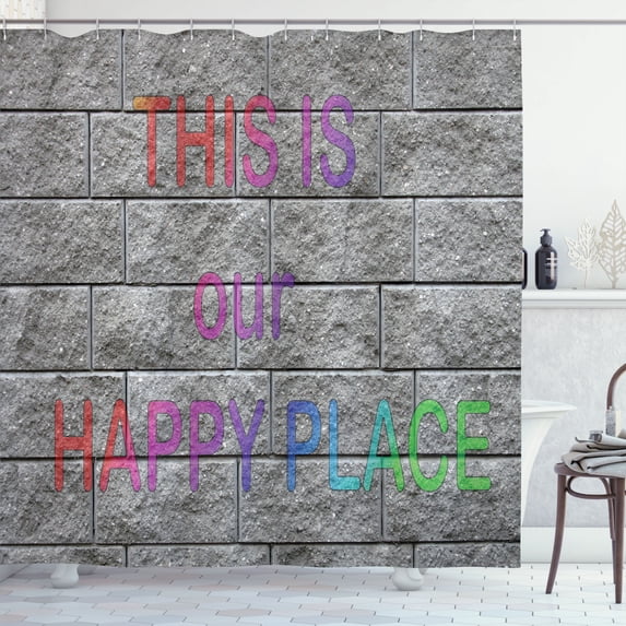 Ambesonne Saying Shower Curtain, Motivation Saying Bricks, 69"Wx84"L, Multicolor