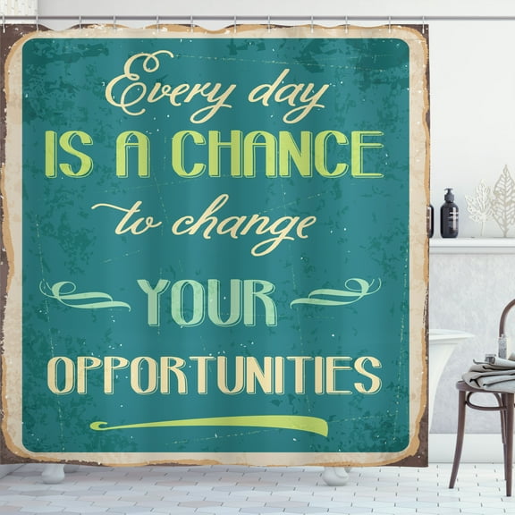 Ambesonne Saying Shower Curtain, Retro Poster, 69"Wx75"L, Jade Green Tan