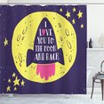 thumbnail image 1 of Ambesonne Saying Shower Curtain, Rocket Space Moon Love, 69"Wx84"L, Yellow Indigo, 1 of 5