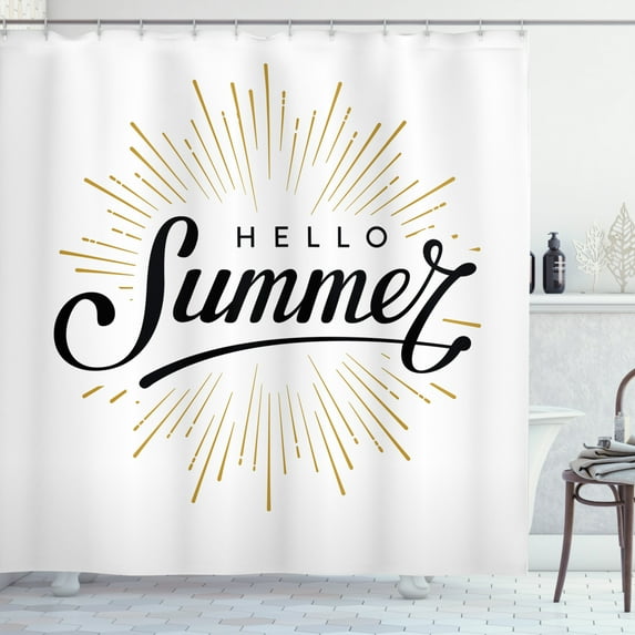 Ambesonne Saying Shower Curtain, Simple Summer Hand Lettering, 69"Wx75"L, Charcoal Grey White