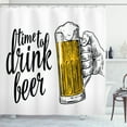 thumbnail image 1 of Ambesonne Saying Shower Curtain, Time to Drink Beer Man, 69"Wx84"L, Yellow Black, 1 of 3
